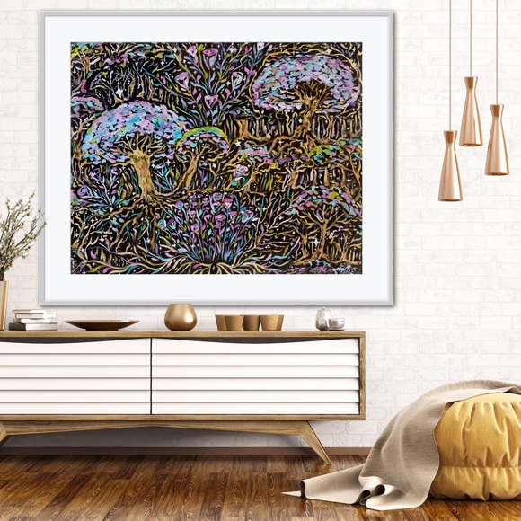 Dark Forest Art Print of Oil Painting Magical Fantasy woodland medieval fairy - Picture 6 of 8